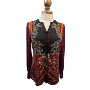 Dana Buchman Blouse Women's 4 Multi Paisley Print Career Top Corpcore Romantic
